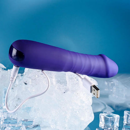 Selopa AMBITION - Purple 17 cm USB Rechargeable Thrusting Vibrator - SL-RS-5476-2