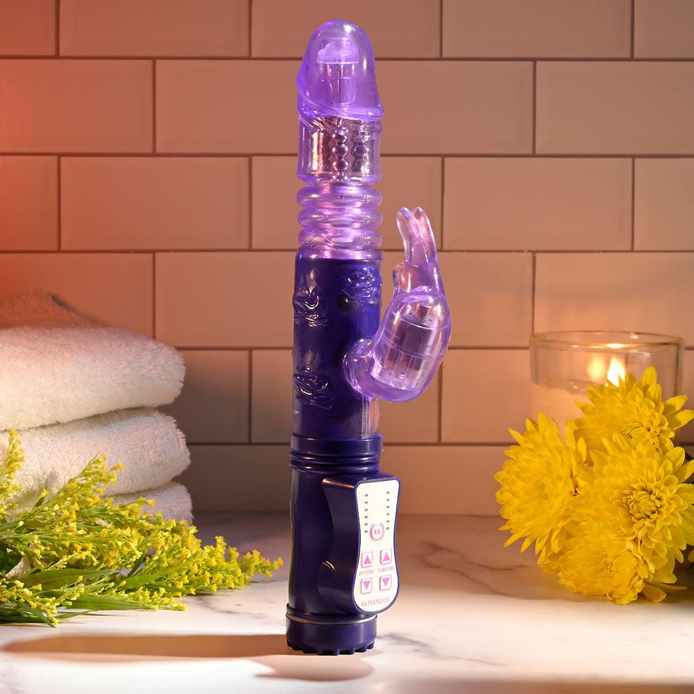 Selopa BUNNY THRUSTER - Purple 24.8 cm Thrusting Rabbit Vibrator - SL-VB-3533-2