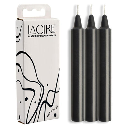 LaCire Drip Pillar Candles - Black - Black Drip Candles - Set of 3 - SS05206