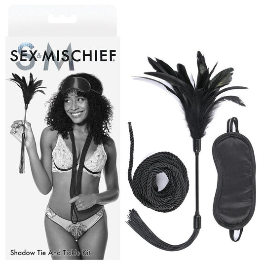 Sex & Mischief Shadow Tie and Tickle Kit - Black Beginners Bondage Kit - SS09806