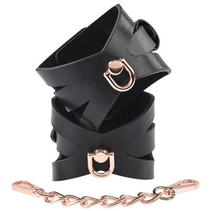 Sex & Mischief Brat Handcuffs - Black/Rose Gold Restraints - SS09840