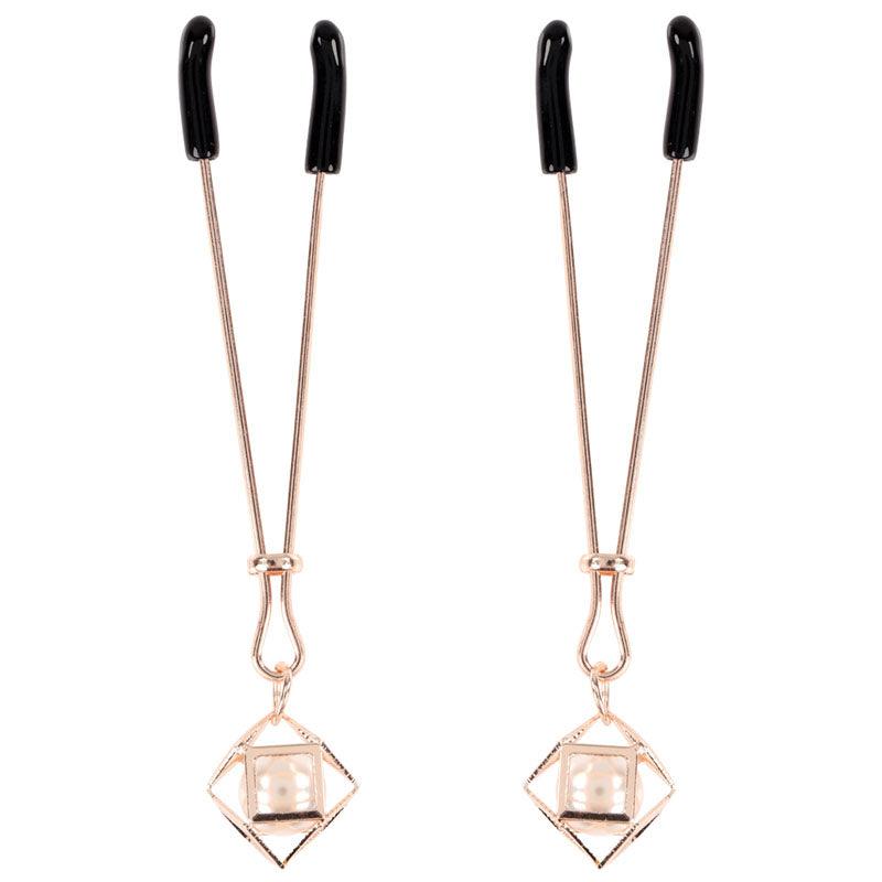 Sex & Mischief Brat Pearl Nipple Clips - Rose Gold - Set of 2 - SS09845