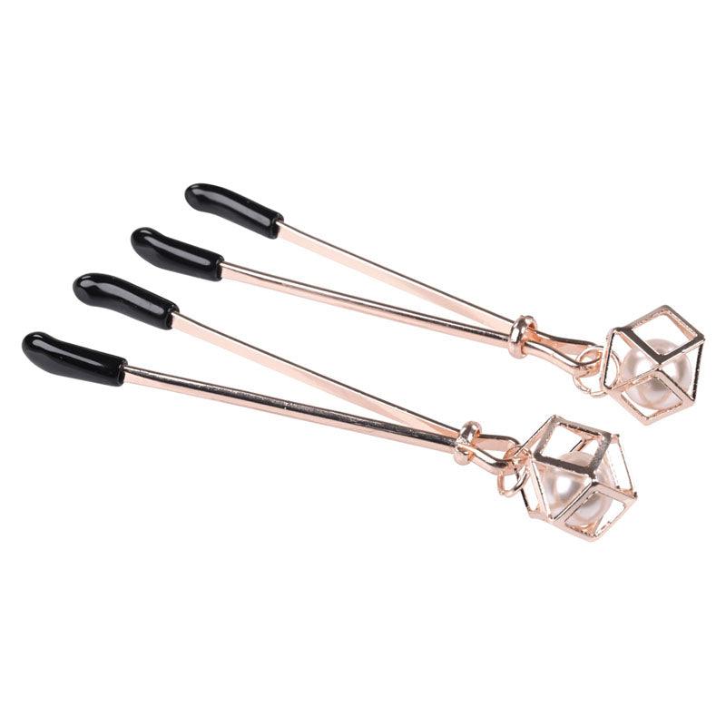 Sex & Mischief Brat Pearl Nipple Clips - Rose Gold - Set of 2 - SS09845