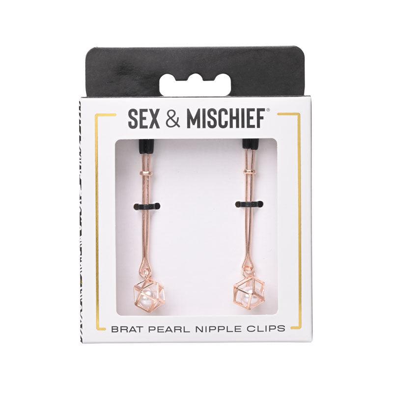 Sex & Mischief Brat Pearl Nipple Clips - Rose Gold - Set of 2 - SS09845