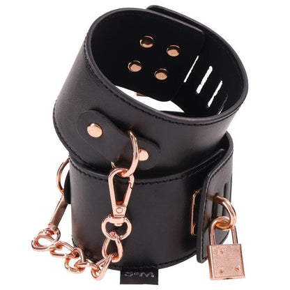 Sex & Mischief Brat Locking Cuffs - Black/Rose Gold Hand Cuffs - SS09849