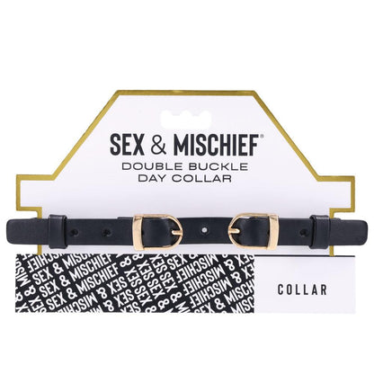 Sex & Mischief Double Buckle Day Collar - Black Collar - SS09854