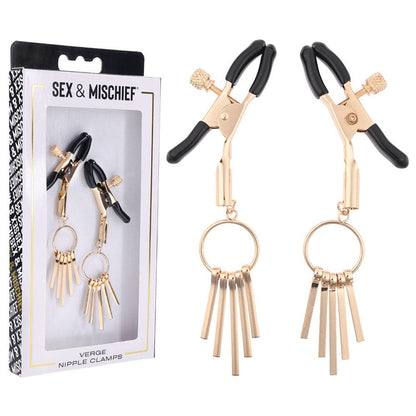 Sex & Mischief Verge Nipple Clamps - Gold Nipple Clamps - Set of 2 - SS09856