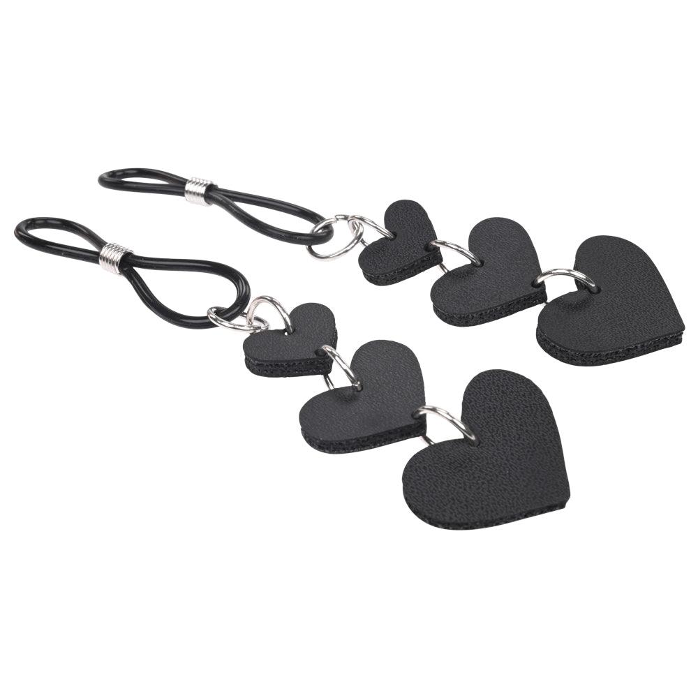 Sex & Mischief Heart Nipple Ties - Black Nipple Restraints - Set of 2 - SS09857