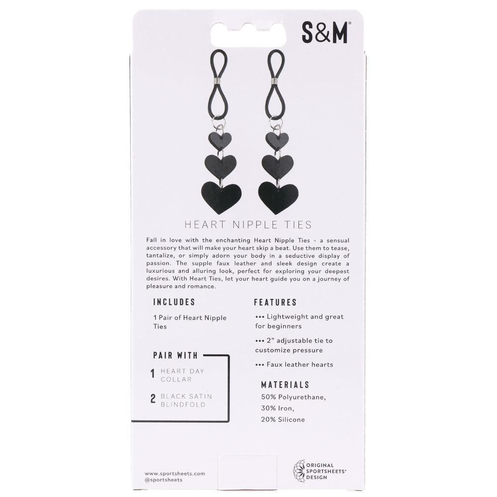 Sex & Mischief Heart Nipple Ties - Black Nipple Restraints - Set of 2 - SS09857