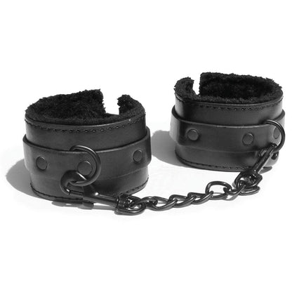 Sex & Mischief Shadow Fur Handcuffs - Black Comfortable Restraints - SS09912