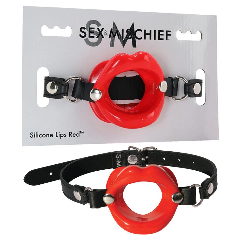 Sex & Mischief Silicone Lips Mouth Gag - Red - Red Mouth Restraint - SS09943