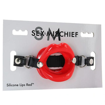 Sex & Mischief Silicone Lips Mouth Gag - Red - Red Mouth Restraint - SS09943