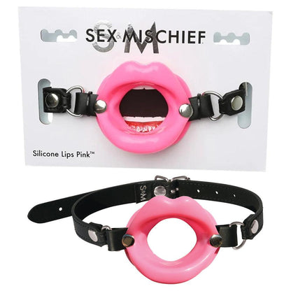 Sex & Mischief Silicone Lips Mouth Gag - Pink - Pink Mouth Restraint - SS09944