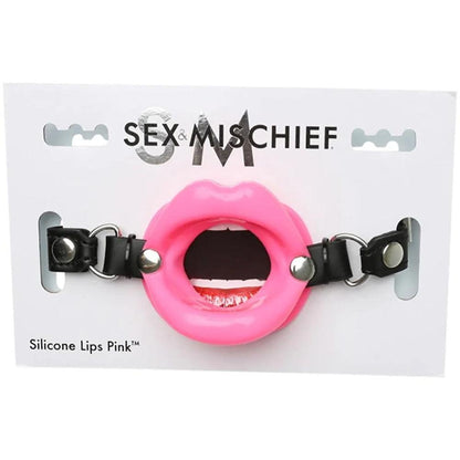 Sex & Mischief Silicone Lips Mouth Gag - Pink - Pink Mouth Restraint - SS09944