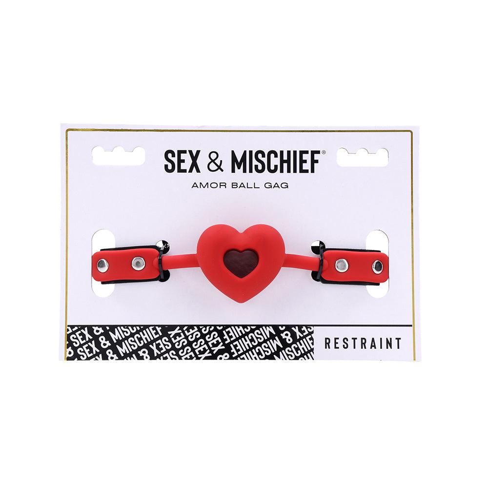 Sex & Mischief Amor Ball Gag - Red/Black Mouth Restraint - SS09952