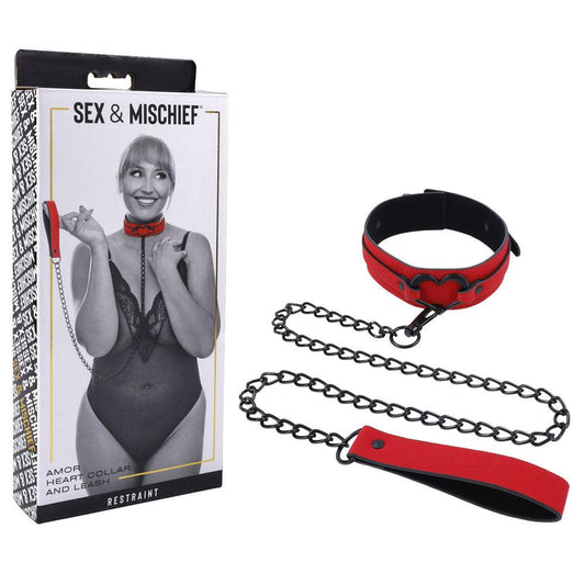 Sex & Mischief Amor Collar and Leash - Red Restraint - SS09954