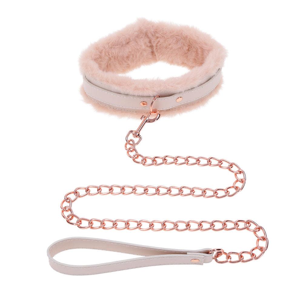 Sex & Mischief Peaches n CreaMe Fur Collar & Leash - Peach Restraint - SS09962