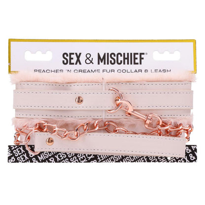 Sex & Mischief Peaches n CreaMe Fur Collar & Leash - Peach Restraint - SS09962