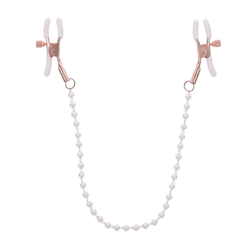 Sex & Mischief Peaches n CreaMe Pearl Nipple Clamps - Peach Nipple Restraints - SS09964