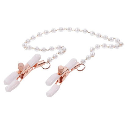 Sex & Mischief Peaches n CreaMe Pearl Nipple Clamps - Peach Nipple Restraints - SS09964