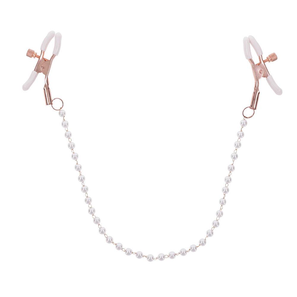 Sex & Mischief Peaches n CreaMe Pearl Nipple Clamps - Peach Nipple Restraints - SS09964