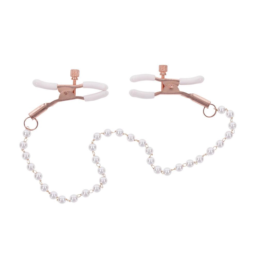 Sex & Mischief Peaches n CreaMe Pearl Nipple Clamps - Peach Nipple Restraints - SS09964