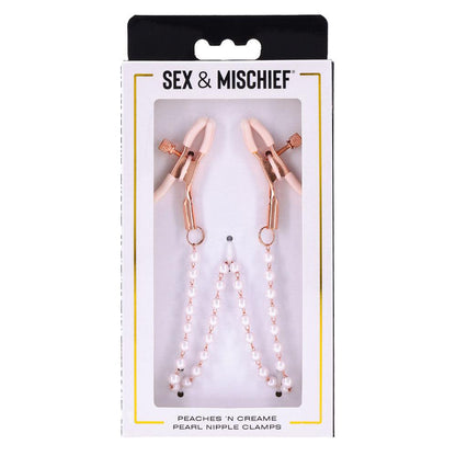 Sex & Mischief Peaches n CreaMe Pearl Nipple Clamps - Peach Nipple Restraints - SS09964