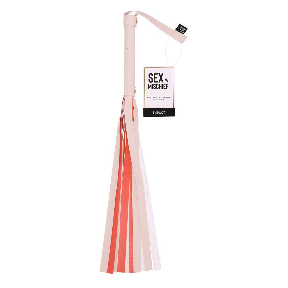 Sex & Mischief Peaches n CreaMe Stripe Flogger - Peach 80 cm Flogger Whip - SS09967