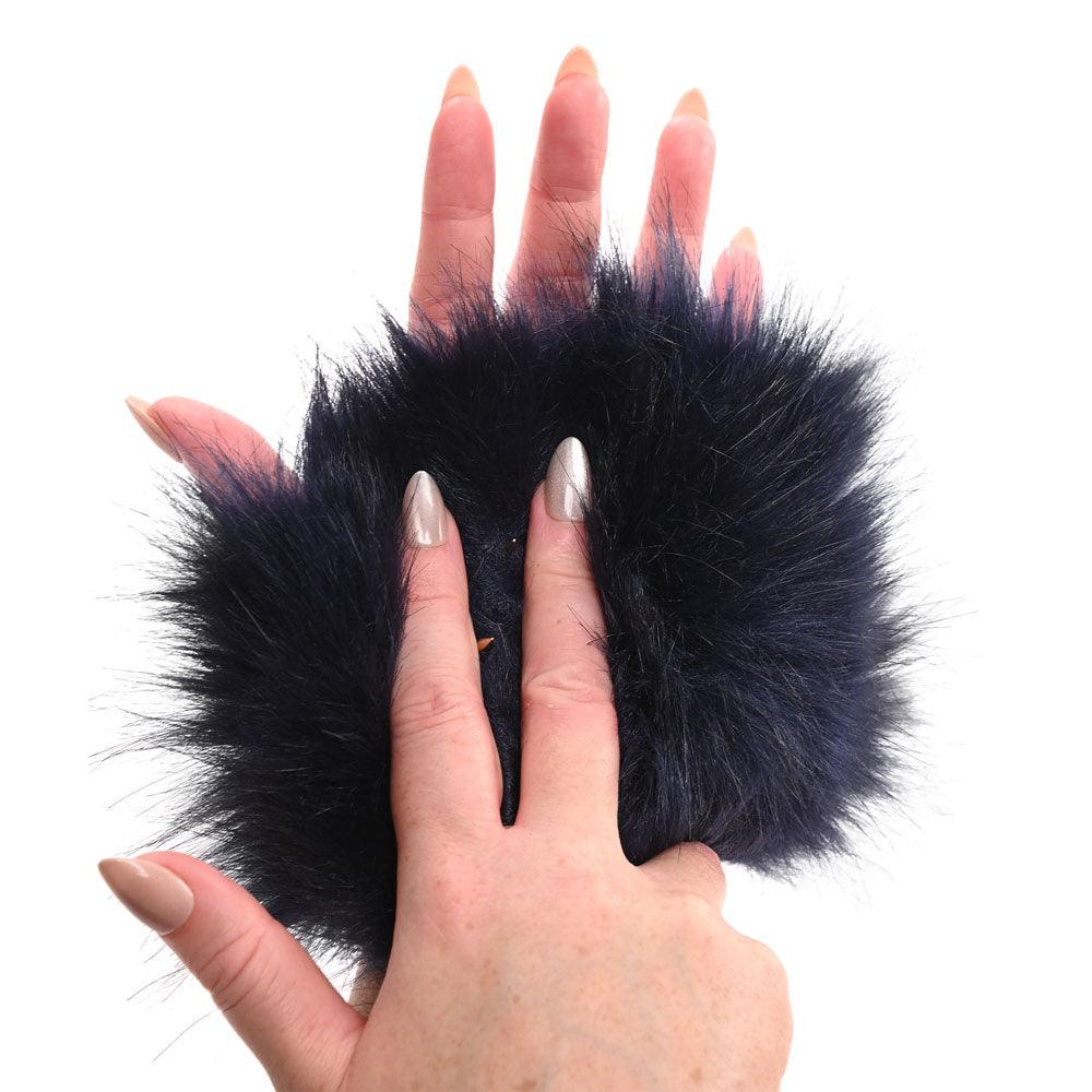 Sex & Mischief Cougar Spiked Sensory Glove - Navy Blue Furry Glove with Metal Spikes - SS09970