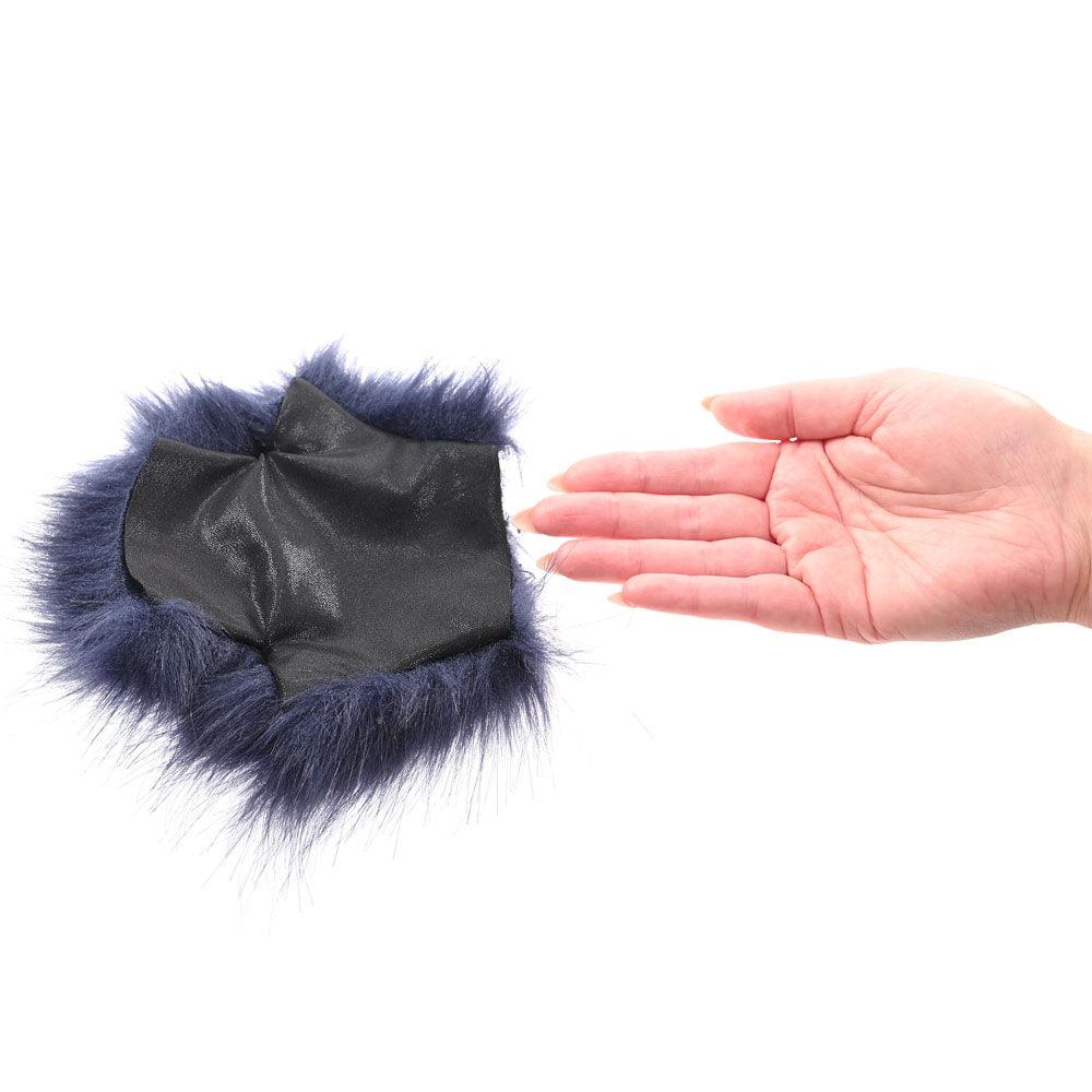 Sex & Mischief Cougar Spiked Sensory Glove - Navy Blue Furry Glove with Metal Spikes - SS09970