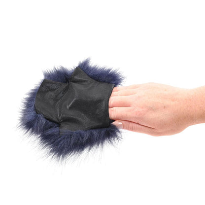 Sex & Mischief Cougar Spiked Sensory Glove - Navy Blue Furry Glove with Metal Spikes - SS09970