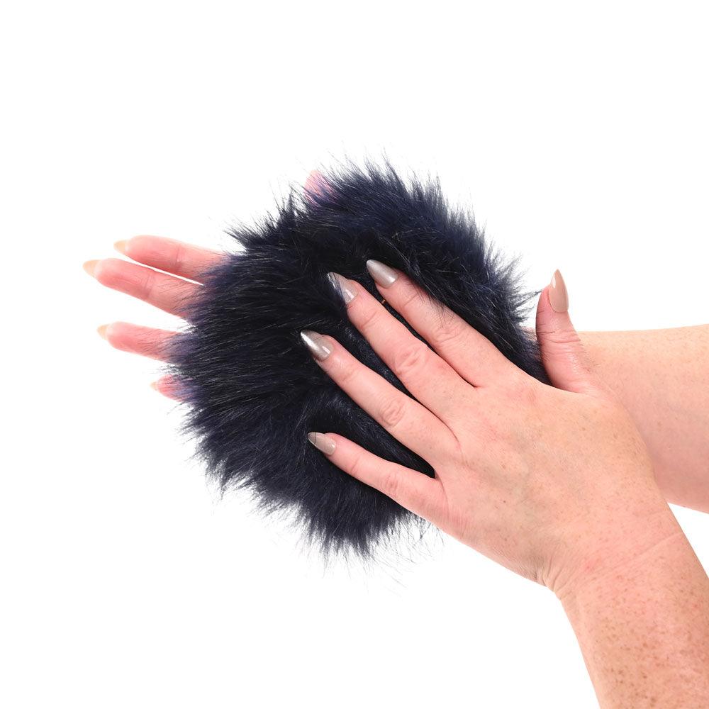 Sex & Mischief Cougar Spiked Sensory Glove - Navy Blue Furry Glove with Metal Spikes - SS09970