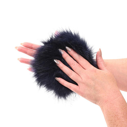 Sex & Mischief Cougar Spiked Sensory Glove - Navy Blue Furry Glove with Metal Spikes - SS09970