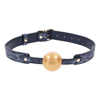 Sex & Mischief Cougar Ball Gag - Navy Blue/Gold Mouth Restraint - SS09973