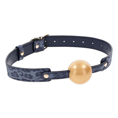 Sex & Mischief Cougar Ball Gag - Navy Blue/Gold Mouth Restraint - SS09973