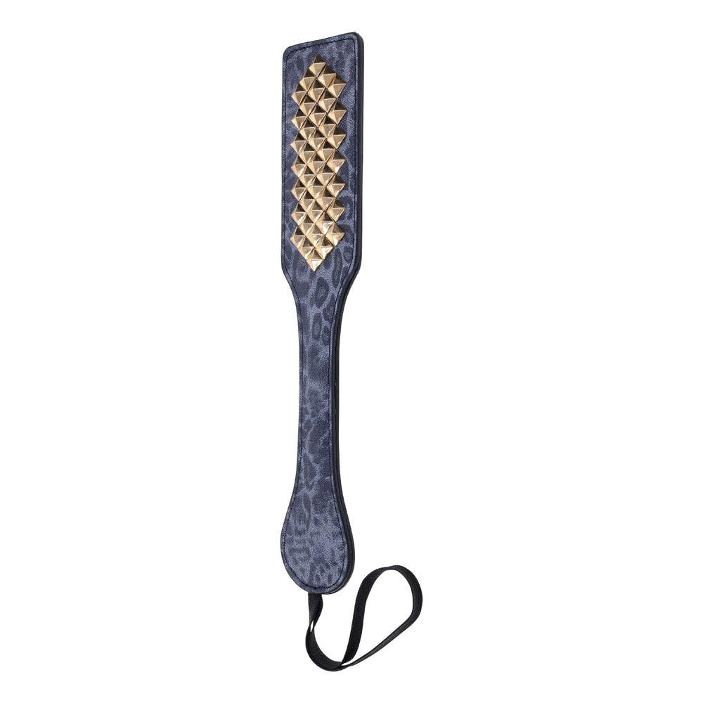 Sex & Mischief Cougar Studded Paddle - Navy Blue Paddle with Gold Studs - SS09976