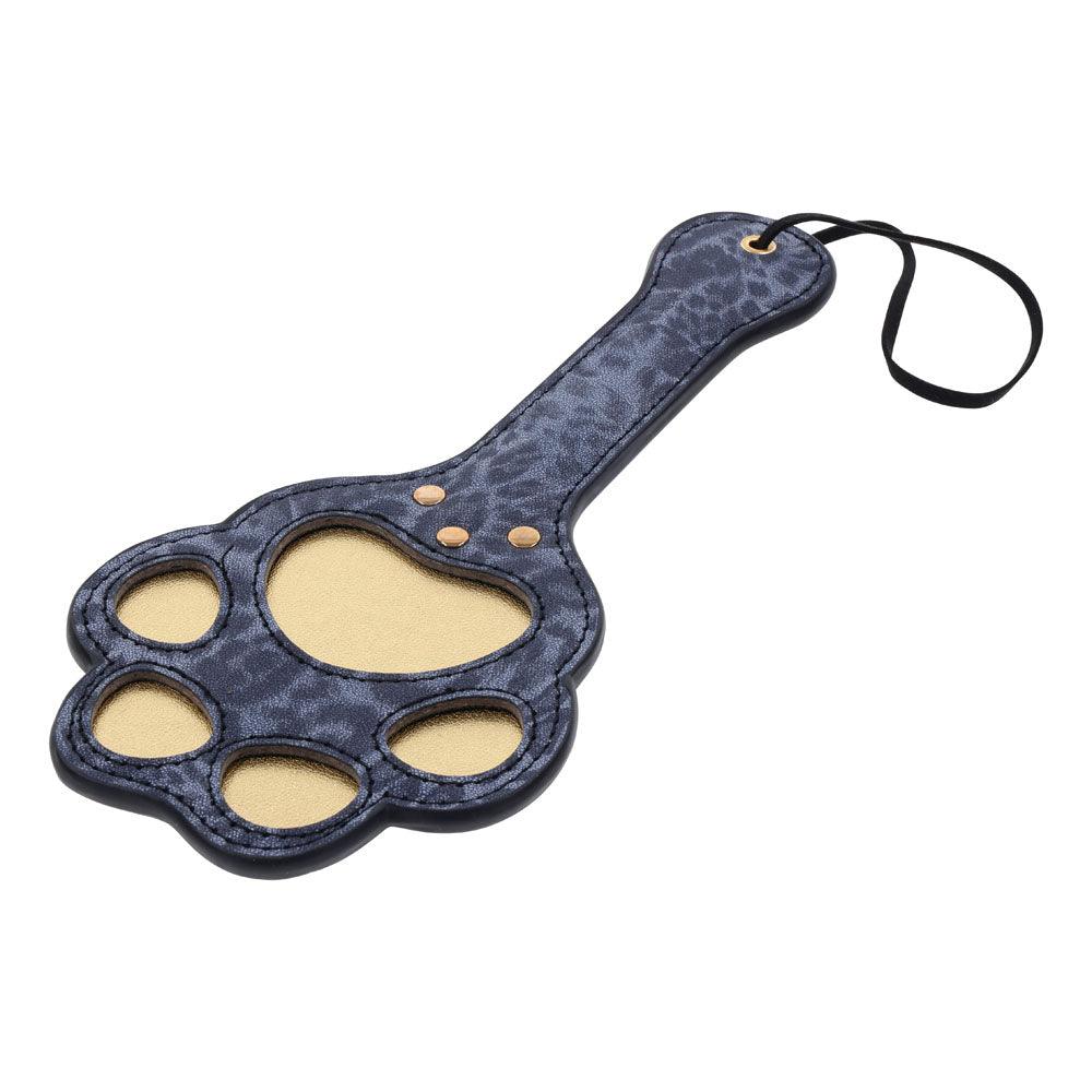 Sex & Mischief Cougar Paw Paddle - Navy Blue/Gold Spanking Paddle - SS09977