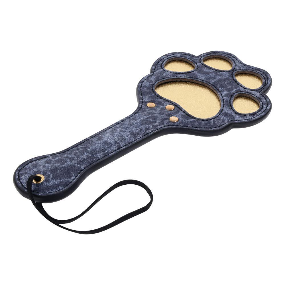 Sex & Mischief Cougar Paw Paddle - Navy Blue/Gold Spanking Paddle - SS09977