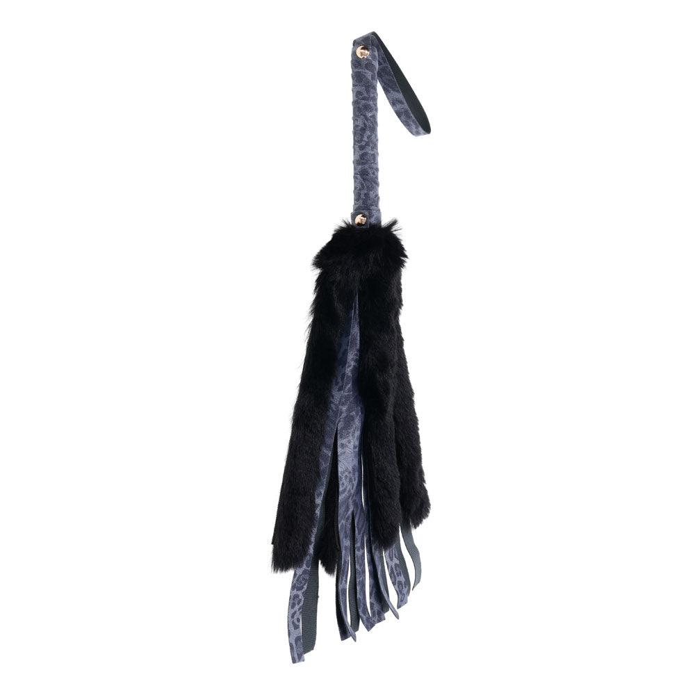 Sex & Mischief Cougar Faux Fur Flogger - Navy Blue/Black Furry Flogger Whip - SS09978