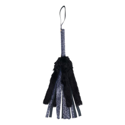 Sex & Mischief Cougar Faux Fur Flogger - Navy Blue/Black Furry Flogger Whip - SS09978