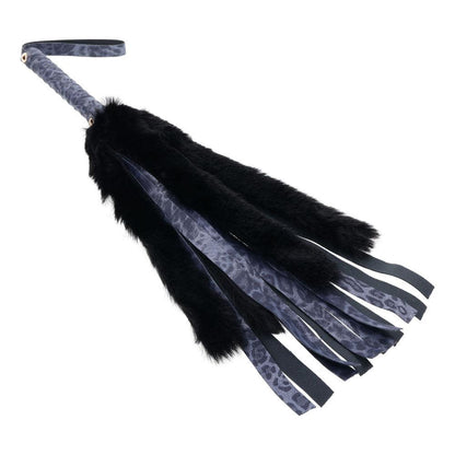 Sex & Mischief Cougar Faux Fur Flogger - Navy Blue/Black Furry Flogger Whip - SS09978