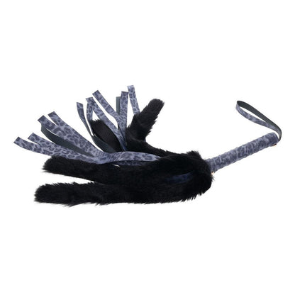 Sex & Mischief Cougar Faux Fur Flogger - Navy Blue/Black Furry Flogger Whip - SS09978