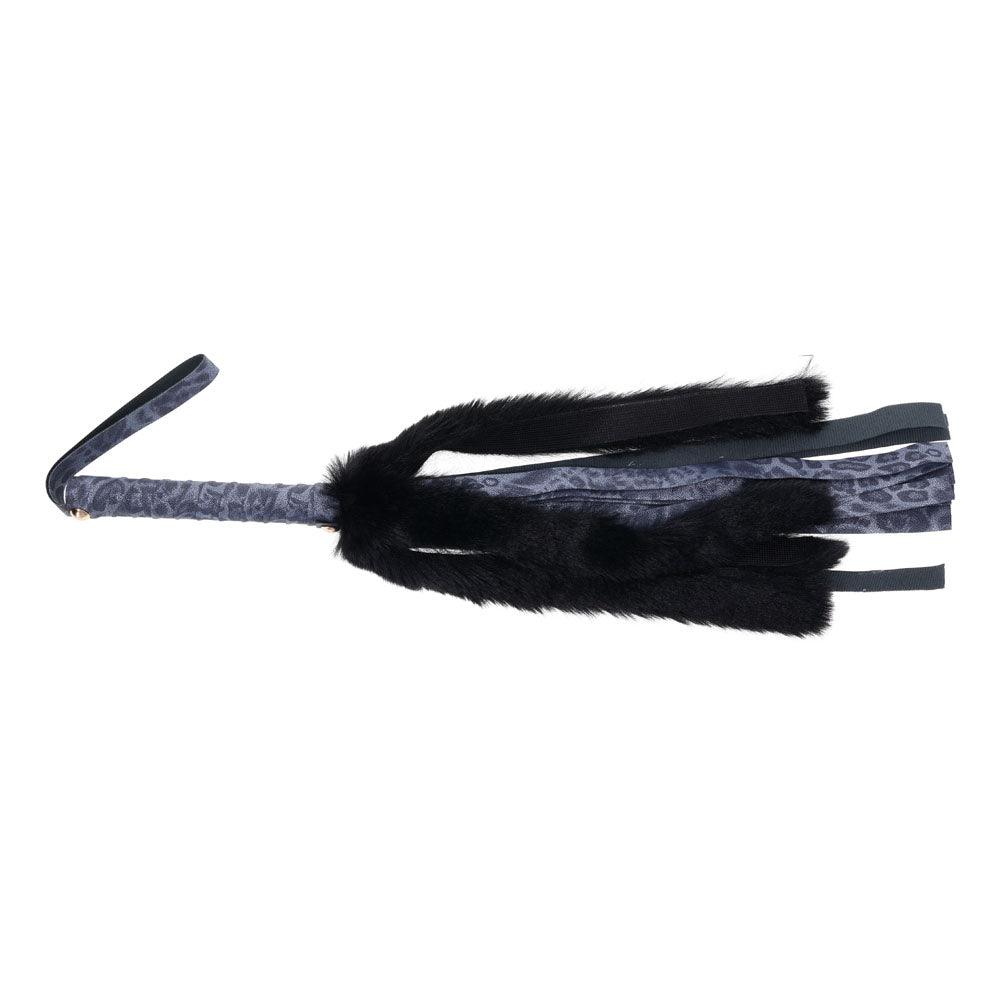 Sex & Mischief Cougar Faux Fur Flogger - Navy Blue/Black Furry Flogger Whip - SS09978