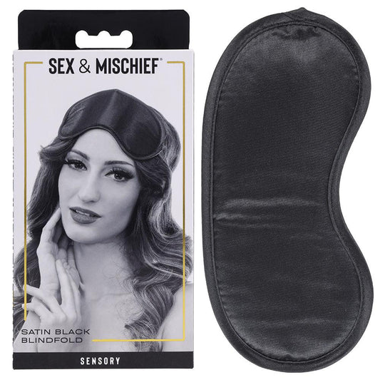 Sex & Mischief Satin Blindfold Black - Black Blindfold - SS10001