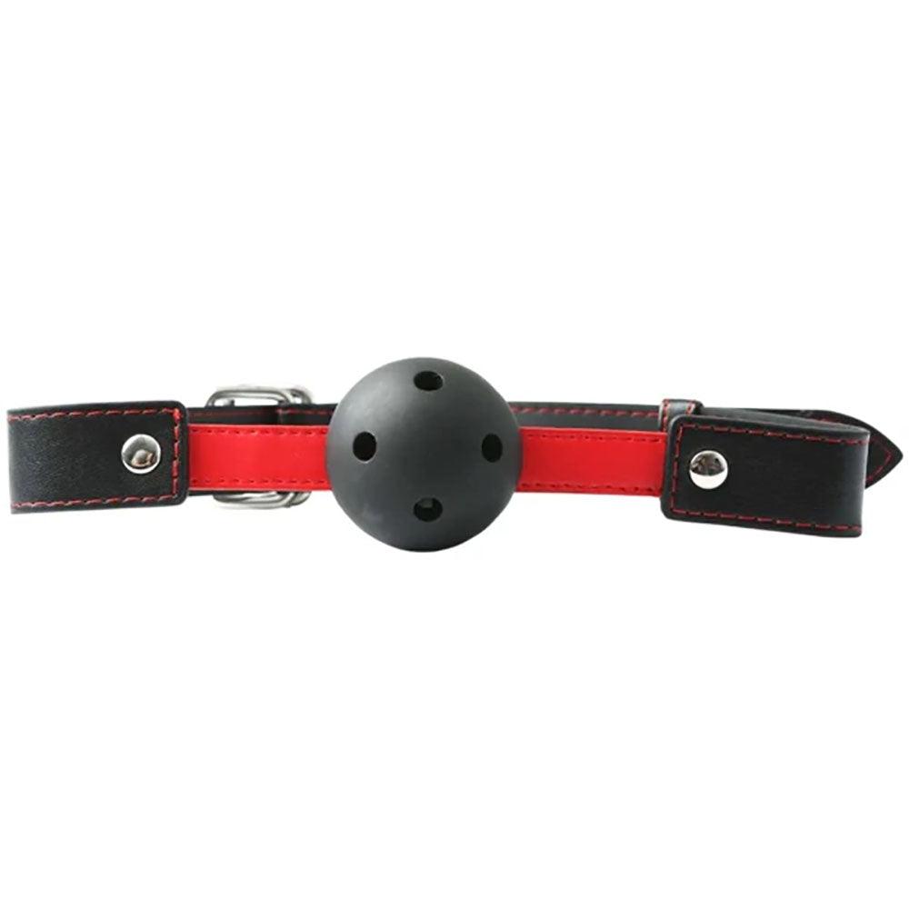 Sex & Mischief Hush Ball Gag - Black/Red Mouth Restraint - SS10022