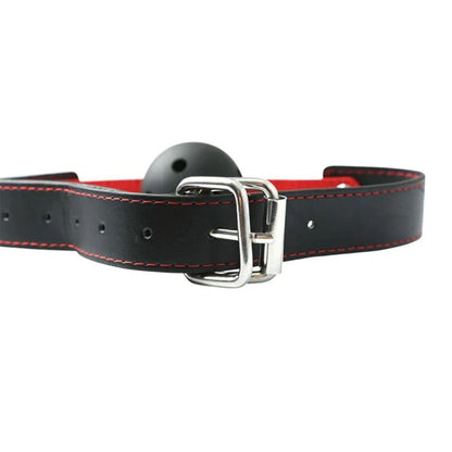 Sex & Mischief Hush Ball Gag - Black/Red Mouth Restraint - SS10022