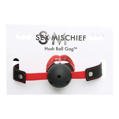 Sex & Mischief Hush Ball Gag - Black/Red Mouth Restraint - SS10022