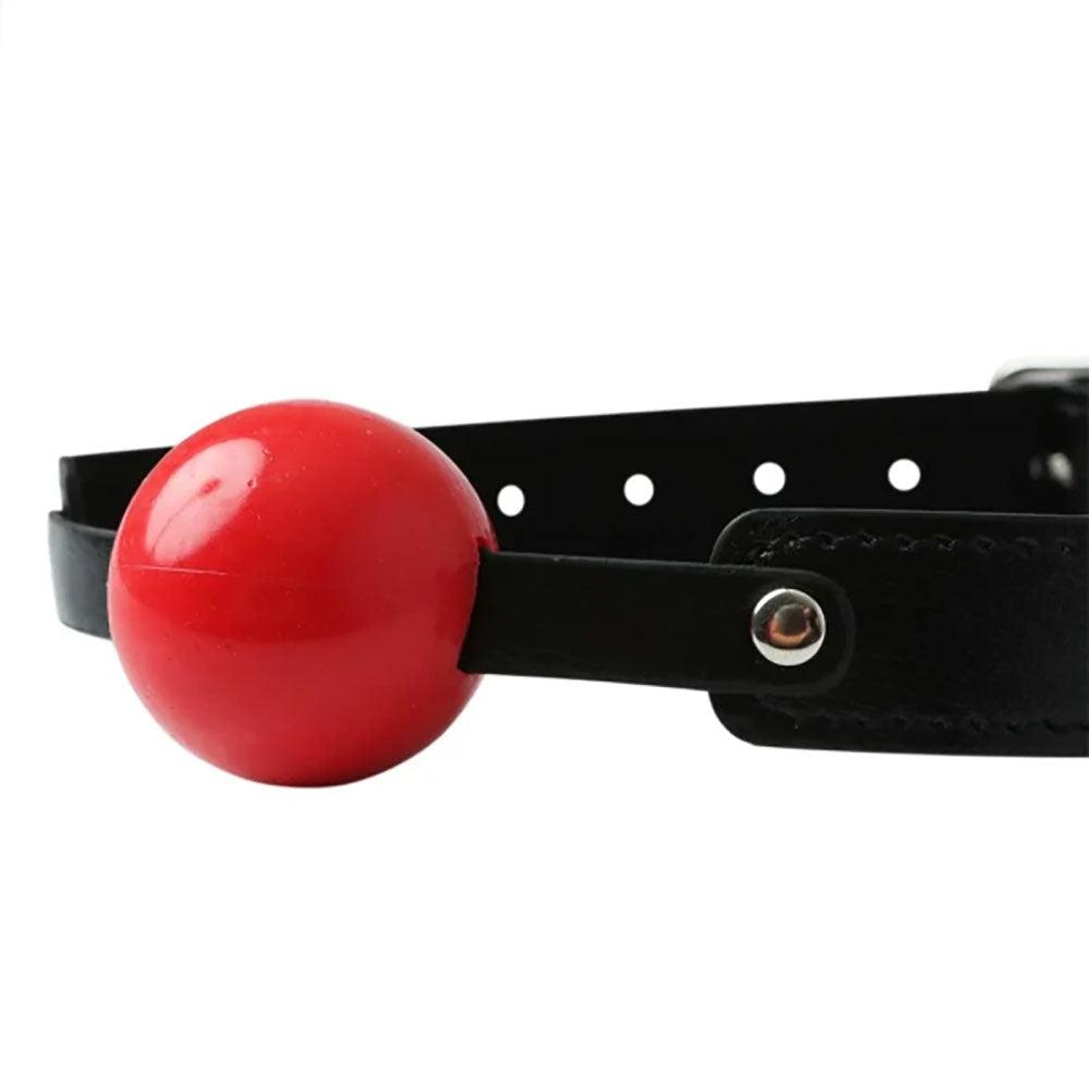 Sex & Mischief Solid Red Ball Gag - Red/Black Mouth Restraint - SS10024