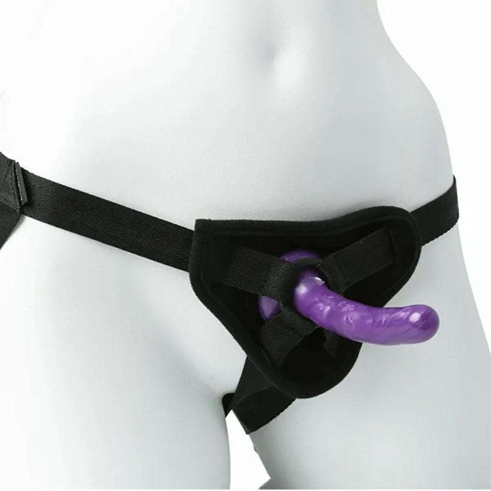 Sex & Mischief Strap-On & Silicone Dildo Kit - Black/Purple Adjustable Strap-On - SS10065