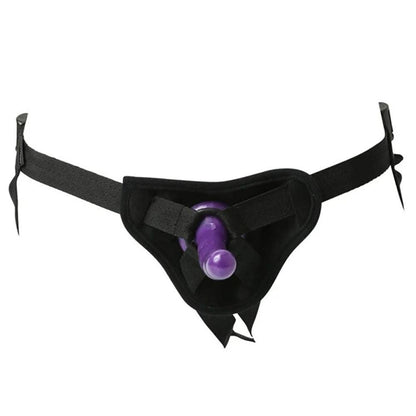 Sex & Mischief Strap-On & Silicone Dildo Kit - Black/Purple Adjustable Strap-On - SS10065